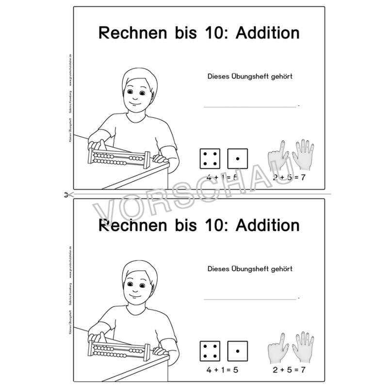Rechnen bis 10 addition bungsheft 