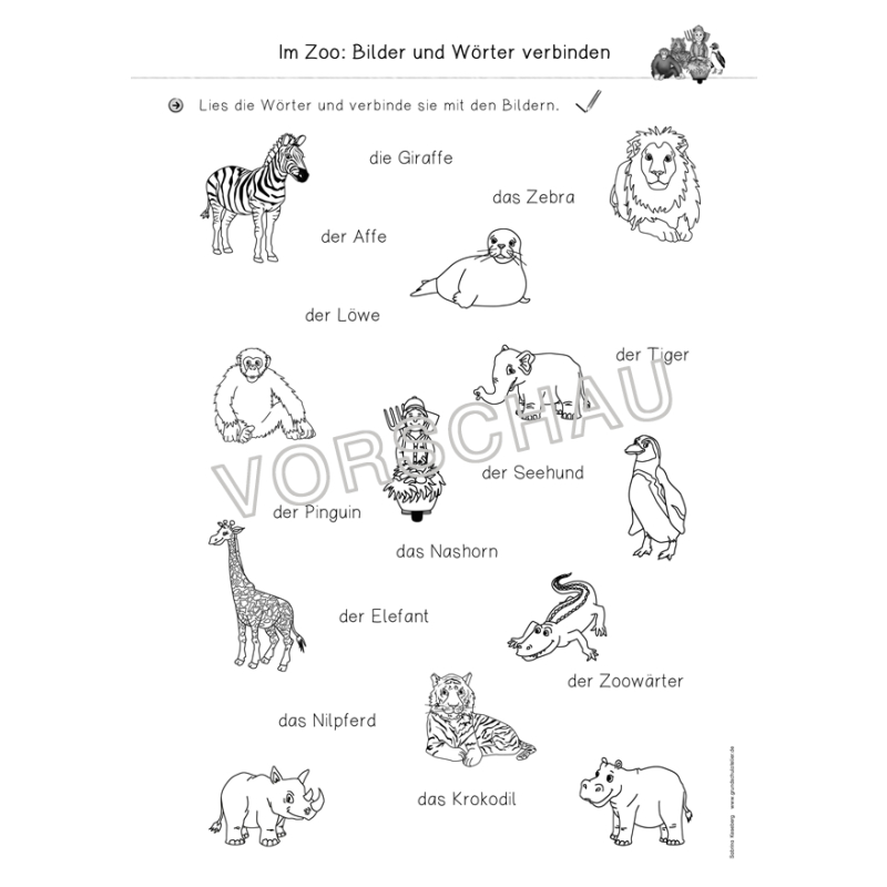 Unterrichtsmaterial f r DaF DaZ  zum Thema Im Zoo 