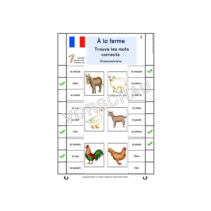 Unterrichtsmaterial Französisch: Les animaux de la ferme