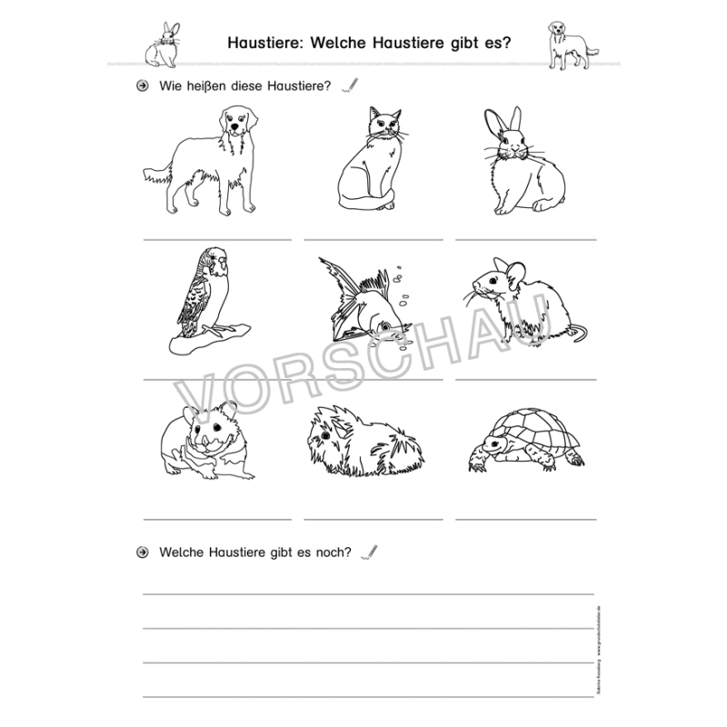 Haustiere-Werkstatt für die Grundschule