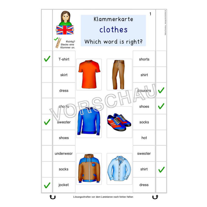 Englischmaterialien clothes