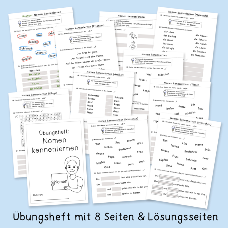 Übungsheft: Nomen kennenlernen (Klasse 2, Deutsch)