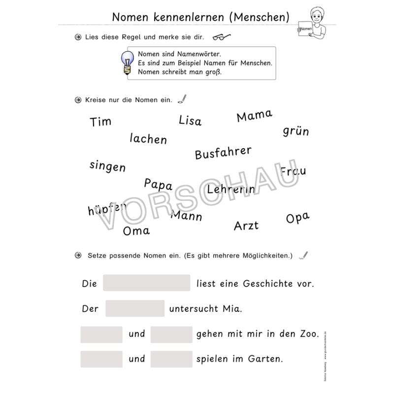 Übungsheft: Nomen kennenlernen (Klasse 2, Deutsch)