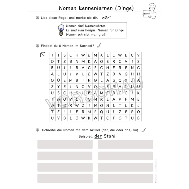 Übungsheft: Nomen kennenlernen (Klasse 2, Deutsch)