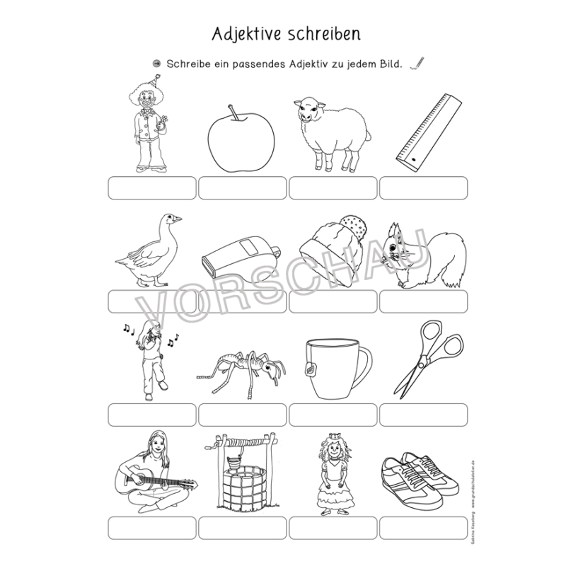 Übungsheft: Adjektive kennenlernen (Klasse 2, Deutsch)