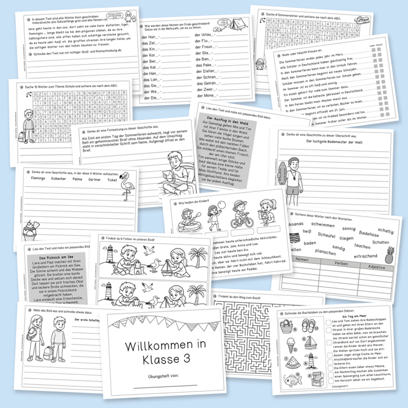 Übungsheft: Willkommen in Klasse 3 (Deutsch)