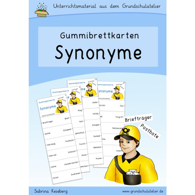 Gummispannkarten Synonyme (Wortschatzarbeit, Aufsatz)