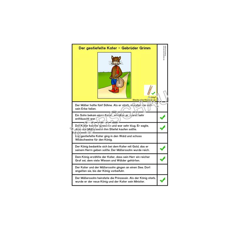 Märchen (Klammerkarten zum Leseverständnis)