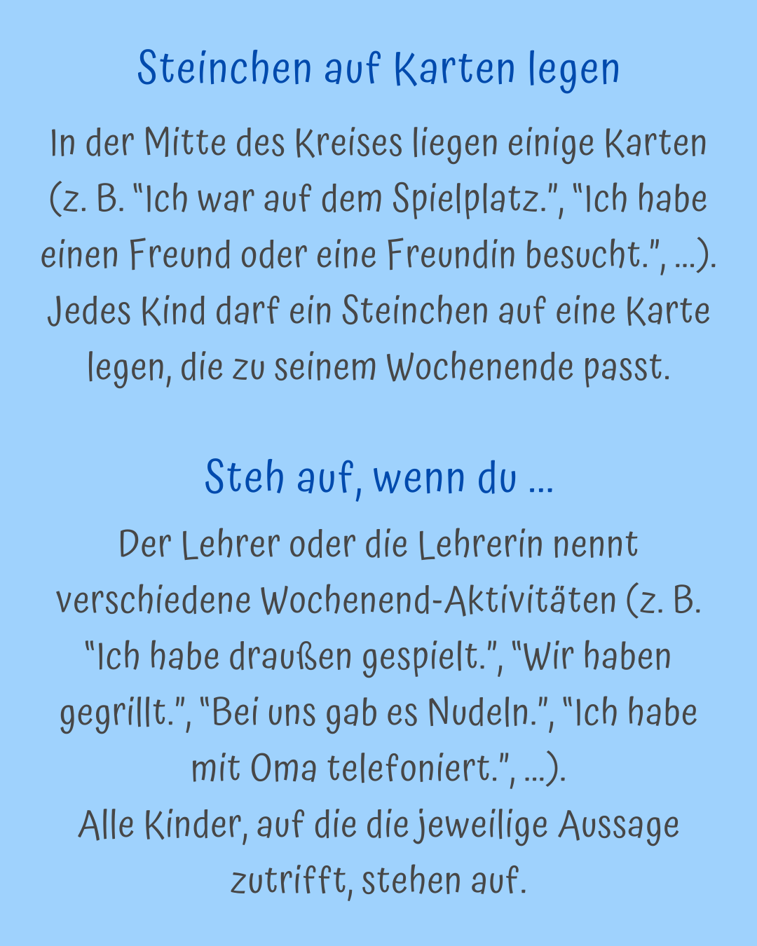 Ideen für das Erzählen vom Wochenende