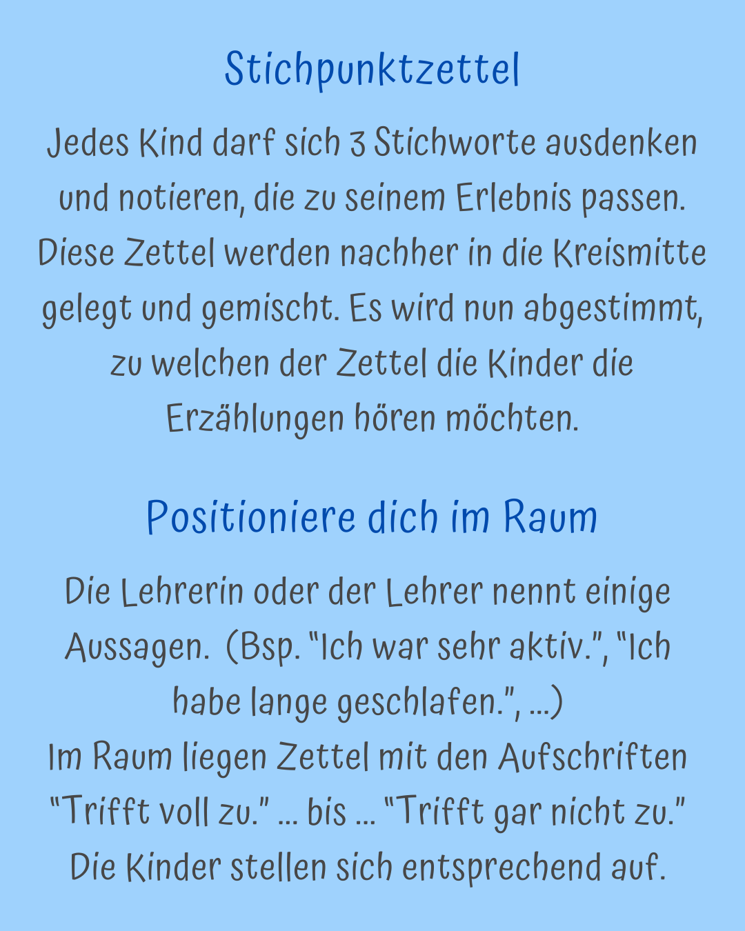 Ideen für das Erzählen vom Wochenende